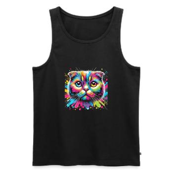 Cat - Men's Premium Organic Tank Top - black - Front - Michal (187cm)