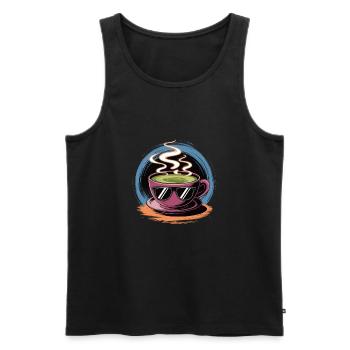 Matcha - Men's Premium Organic Tank Top - black - Front - Michal (187cm)