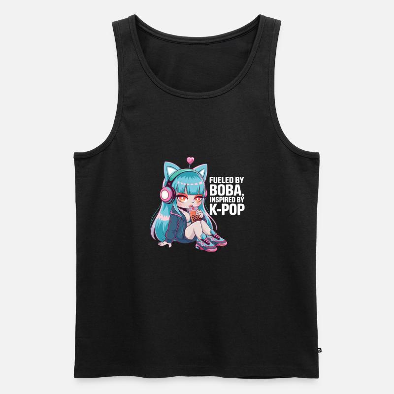 K pop und bubble Tea - Männer Premium Bio Tank Top - Schwarz