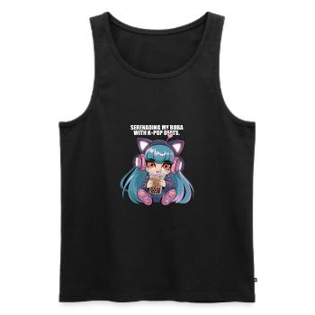 K pop und bubble Tea - Männer Premium Bio Tank Top - Schwarz - Vorne - Michal (187cm)
