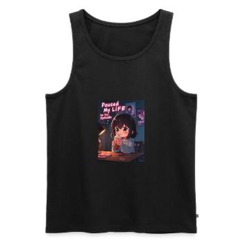 K pop und bubble Tea - Männer Premium Bio Tank Top - Schwarz - Vorne - Michal (187cm)