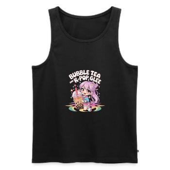 K pop und bubble Tea - Männer Premium Bio Tank Top - Schwarz - Vorne - Michal (187cm)