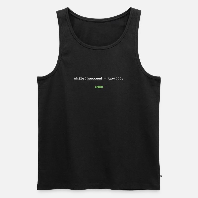 while(!succeed = try())); – Developer Shirt - Men's Premium Organic Tank Top - black