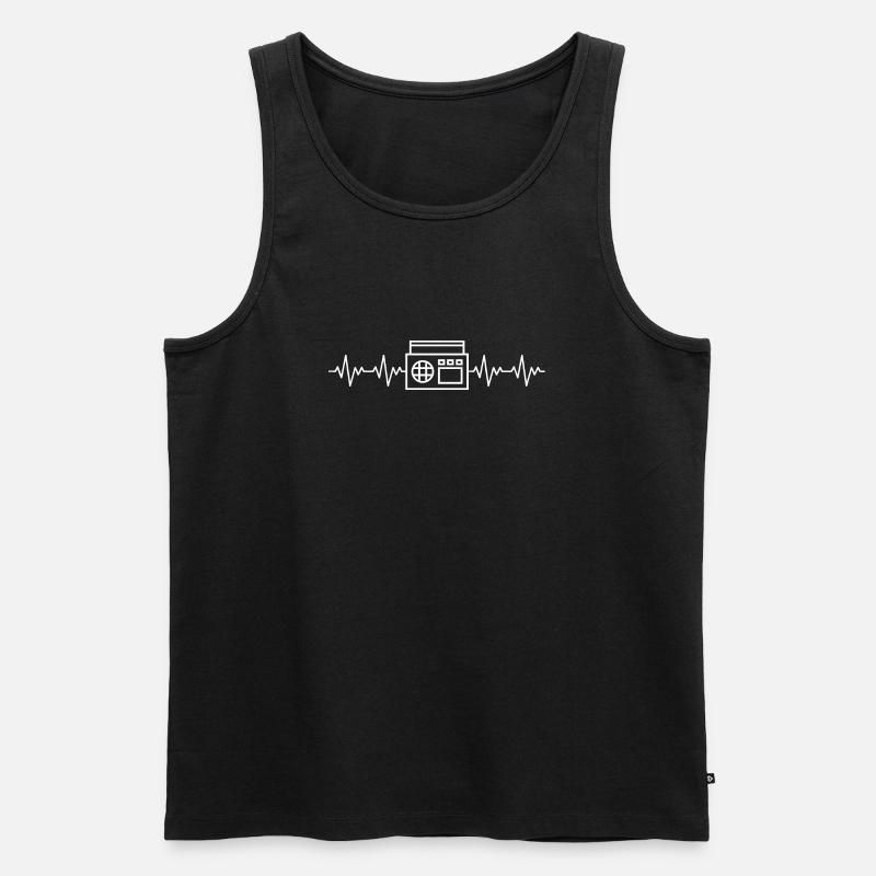 Ghettoblaster EKG Herzschlag - Männer Premium Bio Tank Top - Schwarz