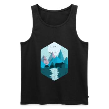 Montagnes géométriques | Nature ours forêt animaux sauvages - Débardeur bio Premium Homme - noir - Devant - Michal (187cm)