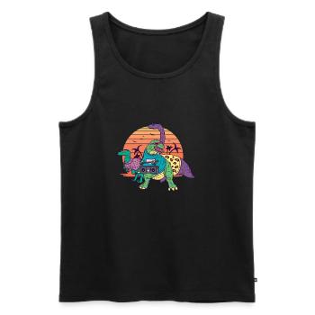 Dinosaur Dino Trex 80s Retro Vintage Illustration - Débardeur bio Premium Homme - noir - Devant - Michal (187cm)