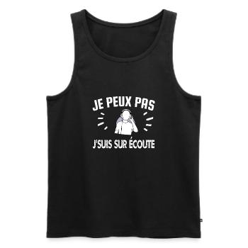 je peux pas je suis sur écoute - Débardeur bio Premium Homme - noir - Devant - Michal (187cm)