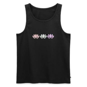 Fleurs de lotus, fleurs de lotus, yoga de la fleur en fleurs pastel - Débardeur bio Premium Homme - noir - Devant - Michal (187cm)