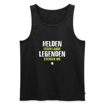 Helden Leben lange Legenden sterben nie - Männer Premium Bio Tank Top - Schwarz - Vorne - Michal (187cm)
