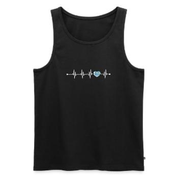 Heartbeat greece flag - Men's Premium Organic Tank Top - black - Front - AI Model Male 178 light (178cm)