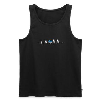 Estonian Flag Heartbeat - Men's Premium Organic Tank Top - black - Front - AI Model Male 178 light (178cm)