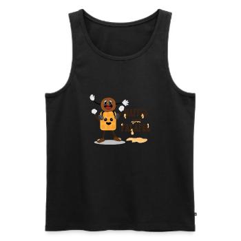 Waffle and Falafel Ironic Food Quote Hobby Chef - Men's Premium Organic Tank Top - black - Front - Michal (187cm)