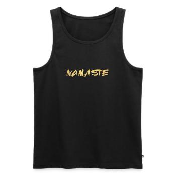 Yoga Namaste Or Écriture Méditation de luxe om - Débardeur bio Premium Homme - noir - Devant - AI Model Male 178 light (178cm)