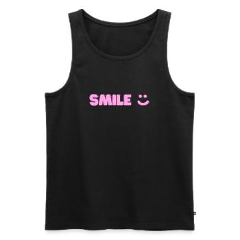 Imprimé sourire - Débardeur bio Premium Homme - noir - Devant - Michal (187cm)