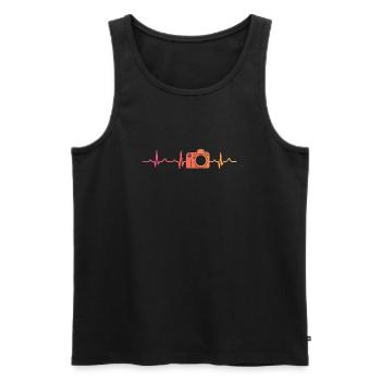Fotografie zum Herzschlag der Sonnenuntergangskamera - Männer Premium Bio Tank Top - Schwarz - Vorne - Michal (187cm)