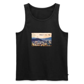 Seoul at Sunset - Männer Premium Bio Tank Top - Schwarz - Vorne - AI Model Male 178 light (178cm)
