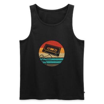 Cassette Retro Style Vintage - Débardeur bio Premium Homme - noir - Devant - Michal (187cm)