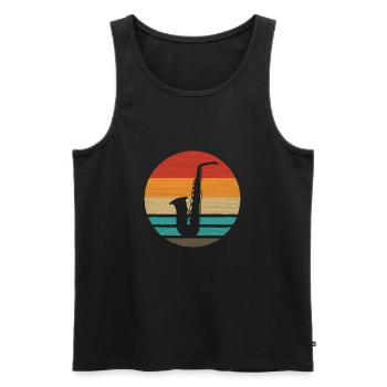Saxophon Retro Style Vintage - Männer Premium Bio Tank Top - Schwarz - Vorne - AI Model Male 178 light (178cm)