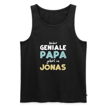 Dieser Geniale Papa Gehört Zu Jonas - Männer Premium Bio Tank Top - Schwarz - Vorne - Michal (187cm)