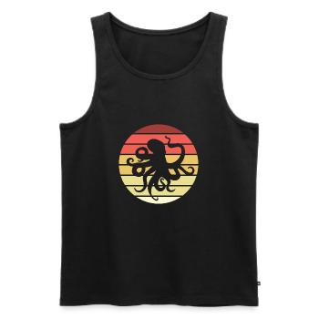 Octopus Retro Style Vintage - Men's Premium Organic Tank Top - black - Front - Michal (187cm)