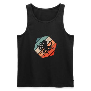 Octopus Retro Style Vintage - Men's Premium Organic Tank Top - black - Front - Michal (187cm)
