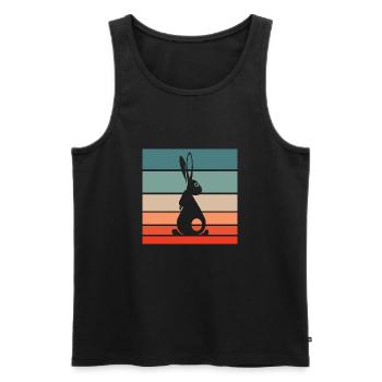 Lapin Rétro Style Vintage - Débardeur bio Premium Homme - noir - Devant - Michal (187cm)