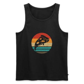 Pizza Stück Retro Style Vintage - Männer Premium Bio Tank Top - Schwarz - Vorne - AI Model Male 178 light (178cm)