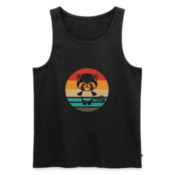 Red Panda Retro Style Vintage - Débardeur bio Premium Homme - noir - Devant - Michal (187cm)