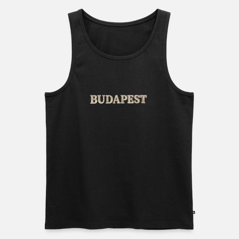 BUDAPEST – Architectural Stone Typography - Männer Premium Bio Tank Top - Schwarz