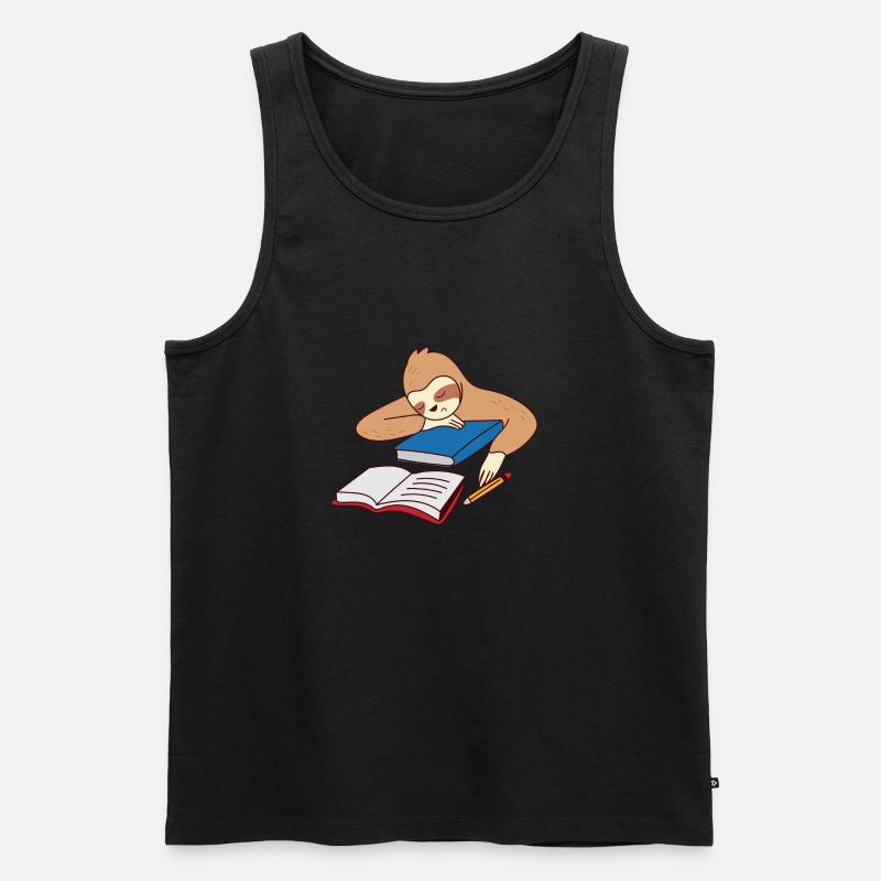 Faultier Studieren Einschlafen Ironisch Student - Männer Premium Bio Tank Top - Schwarz