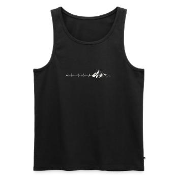 Mountain Pulse Abenteuer T-Shirt - Männer Premium Bio Tank Top - Schwarz - Vorne - AI Model Male 178 light (178cm)
