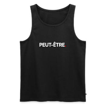 MAYBE | Minimalist humor expression - Men's Premium Organic Tank Top - black - Front - AI Model Male 178 light (178cm)