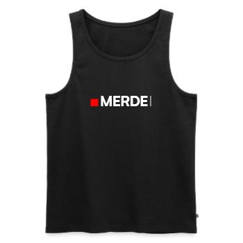 SCHEISSE | Humor, minimalistische Reaktion - Männer Premium Bio Tank Top - Schwarz - Vorne - Michal (187cm)