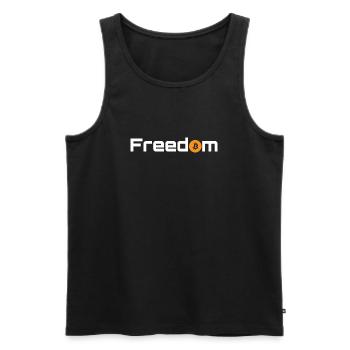 Orange Bitcoin Freedom - Männer Premium Bio Tank Top - Schwarz - Vorne - Michal (187cm)