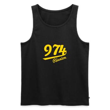 974 - Reunion Island - Men's Premium Organic Tank Top - black - Front - AI Model Male 178 light (178cm)