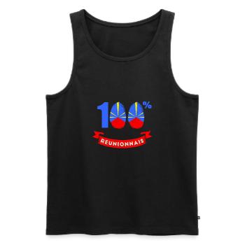 Je Suis 100% Réunionnais - Ile de La Réunion 974 - Débardeur bio Premium Homme - noir - Devant - AI Model Male 178 light (178cm)