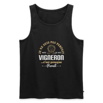 Vigneron cadeau humour drôle métier vigne homme - Débardeur bio Premium Homme - noir - Devant - Michal (187cm)