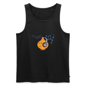 Onion Listening Music Notes, musicien, Hobby Chef - Débardeur bio Premium Homme - noir - Devant - Michal (187cm)