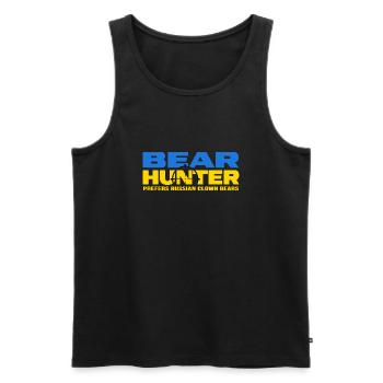 UKRAINE "Bear Hunt" Slava Ukrainian Zelensky - Men's Premium Organic Tank Top - black - Front - AI Model Male 178 light (178cm)