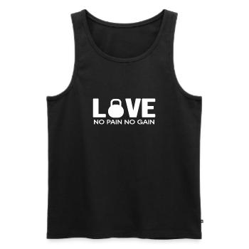 Calisthenics Gym "Pain-Gain" Muscle Fitness - Men's Premium Organic Tank Top - black - Front - Michal (187cm)