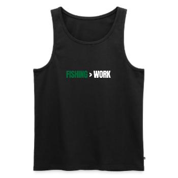 Fishing Greater Than Work – Angeln Design - Men's Premium Organic Tank Top - black - Front - Michal (187cm)