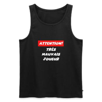 attention très mauvais joueur - Débardeur bio Premium Homme - noir - Devant - Michal (187cm)