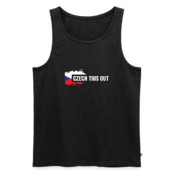 République tchèque Prague tchèque « czech this out » - Débardeur bio Premium Homme - noir - Devant - AI Model Male 178 light (178cm)