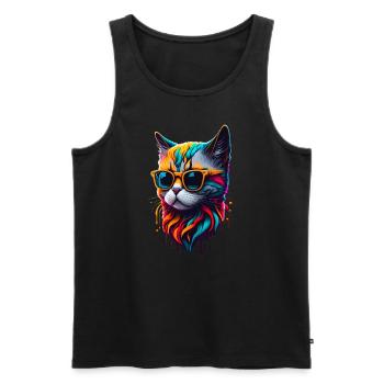 Cute cat - Men's Premium Organic Tank Top - black - Front - AI Model Male 178 light (178cm)