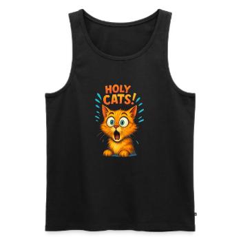 Chat "Holy Cats!" - Humour Mignon et Fun - Débardeur bio Premium Homme - noir - Devant - Michal (187cm)