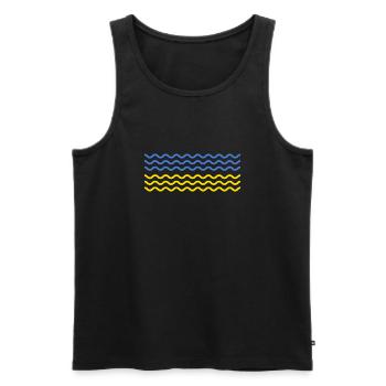 UKRAINE « vague ukrainienne » Front slava ukraini - Débardeur bio Premium Homme - noir - Devant - Michal (187cm)