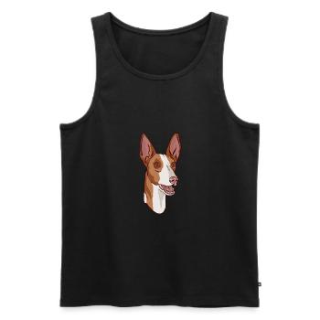 Podenco dog head portrait - Men's Premium Organic Tank Top - black - Front - AI Model Male 178 light (178cm)