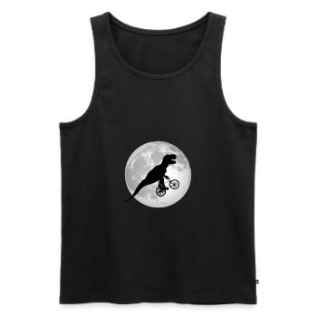 Funny Trex fait du vélo devant la pleine lune - Débardeur bio Premium Homme - noir - Devant - Michal (187cm)