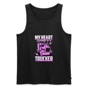 Mein Herz gehört einem Trucker Rosa Trucker Frau - Männer Premium Bio Tank Top - Schwarz - Vorne - AI Model Male 178 light (178cm)