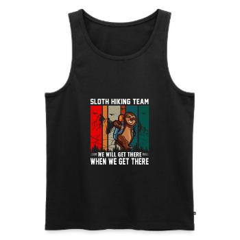 Sloth hiking team we will arrive there when - Men's Premium Organic Tank Top - black - Front - AI Model Male 178 light (178cm)